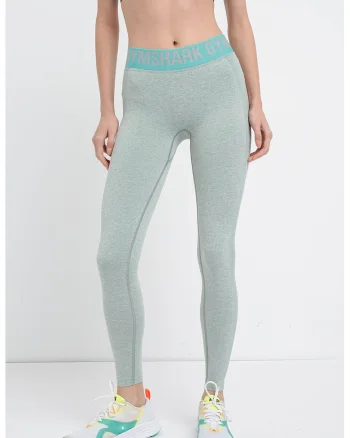 Colanti crop cu talie joasa pentru fitness Flex, Verde melange