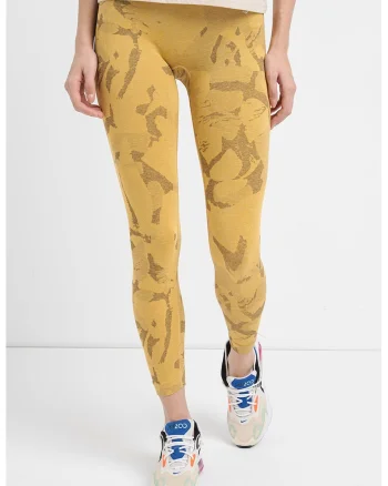 Colanti fara cusaturi cu model pentru fitness, Galben