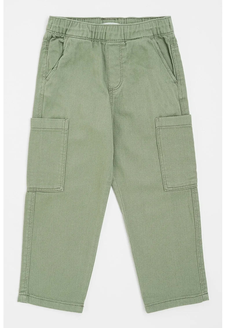 Pantaloni de trening din bumbac cu talie elastica, Verde sparanghel