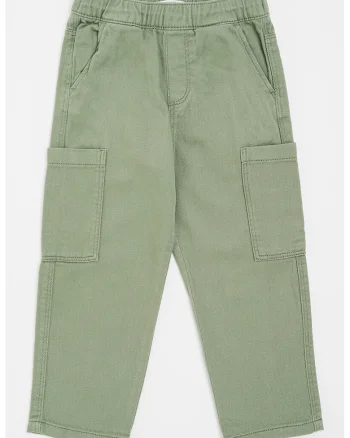 Pantaloni de trening din bumbac cu talie elastica, Verde sparanghel