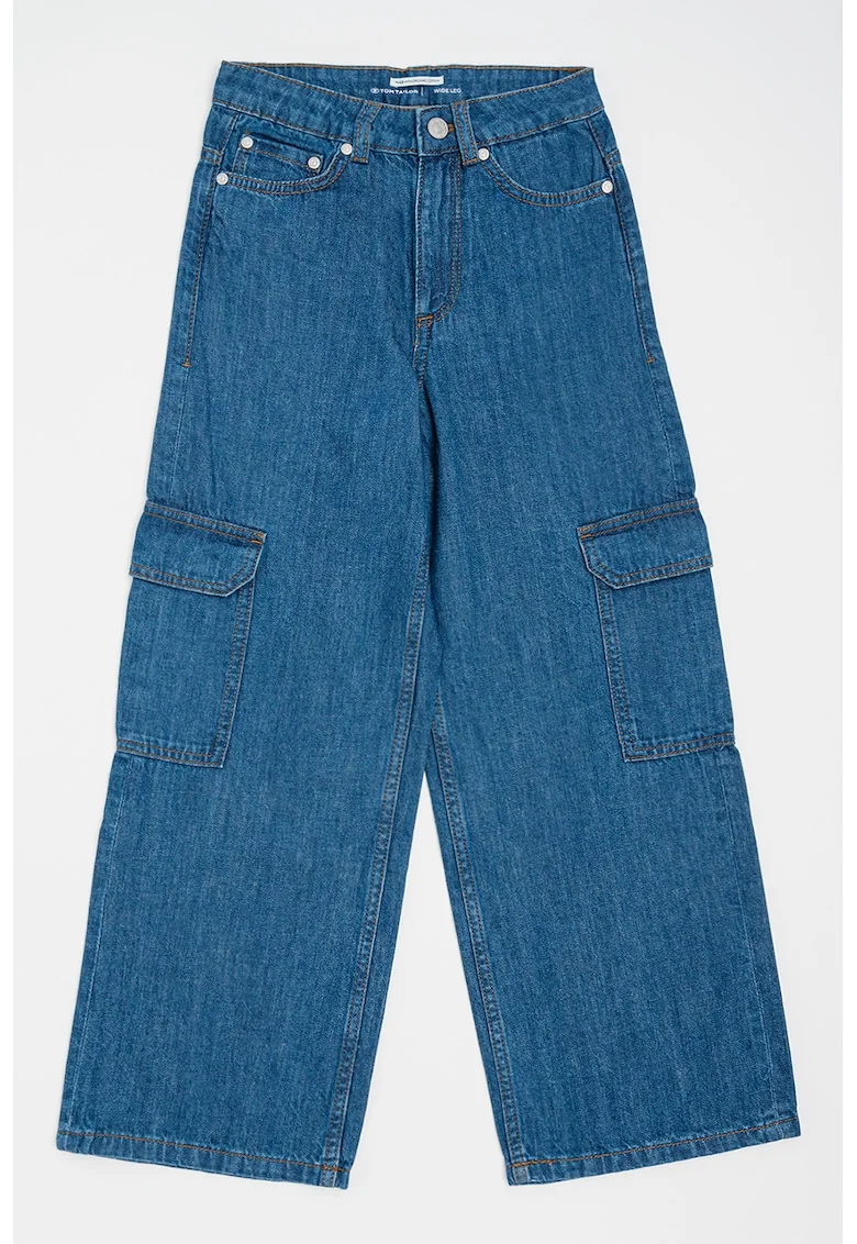 Blugi din bumbac cu model 5 buzunare, Albastru royal