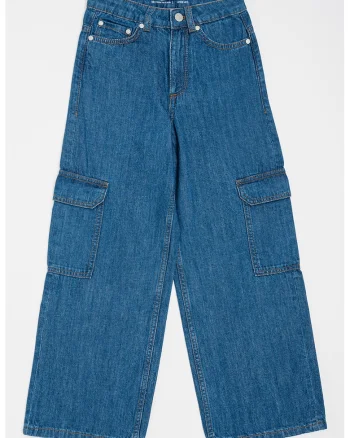 Blugi din bumbac cu model 5 buzunare, Albastru royal