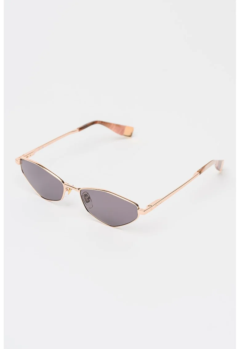 Ochelari de soare hexagonali cu rama metalica, Auriu deschis