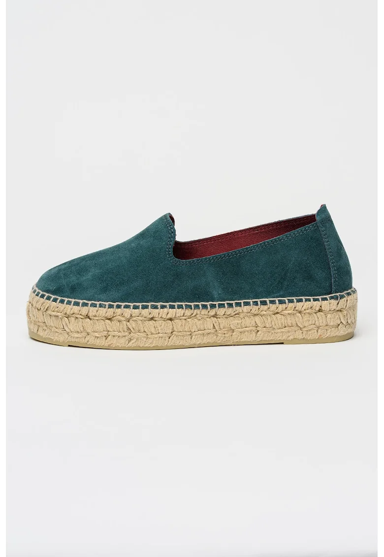 Espadrile din piele intoarsa cu talpa flatform Tangana, Verde smarald