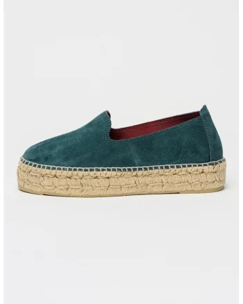 Espadrile din piele intoarsa cu talpa flatform Tangana, Verde smarald