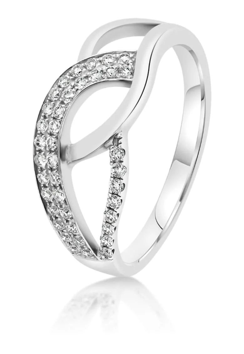 Inel din aur alb de 18K cu Diamante naturale, masura 53