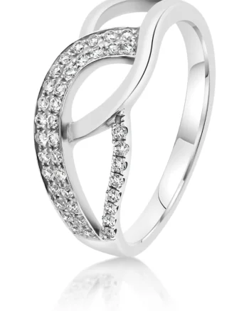 Inel din aur alb de 18K cu Diamante naturale, masura 53