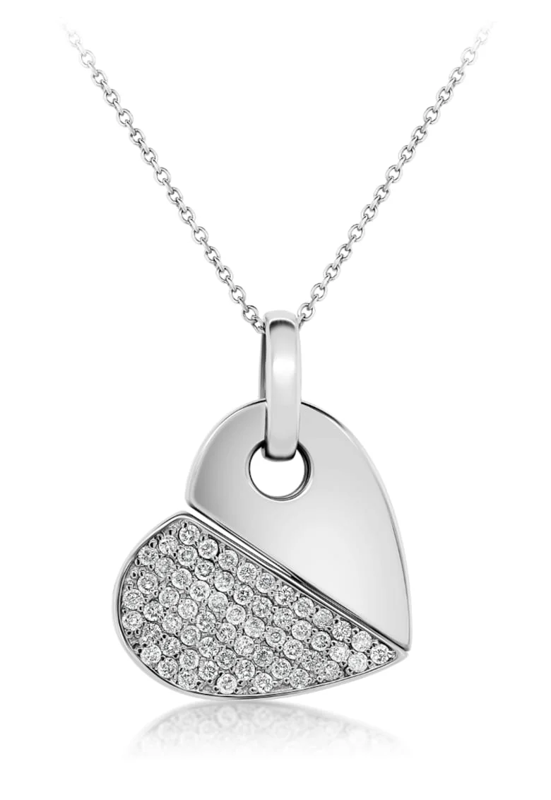 Pandantiv din aur alb de 18K cu Diamante naturale