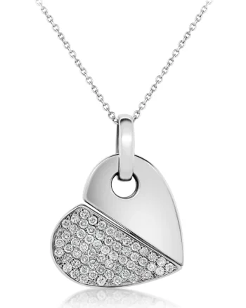 Pandantiv din aur alb de 18K cu Diamante naturale