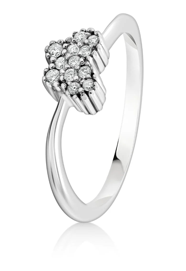 Inel din aur alb de 18K, diamante naturale, masura 51