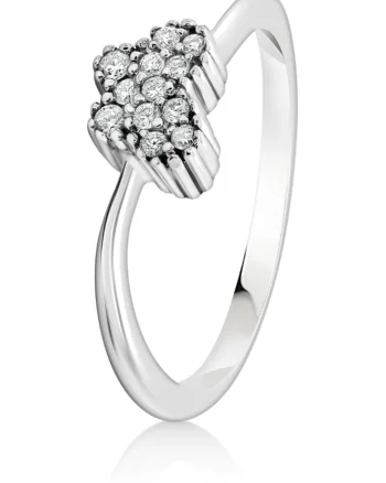 Inel din aur alb de 18K, diamante naturale, masura 51