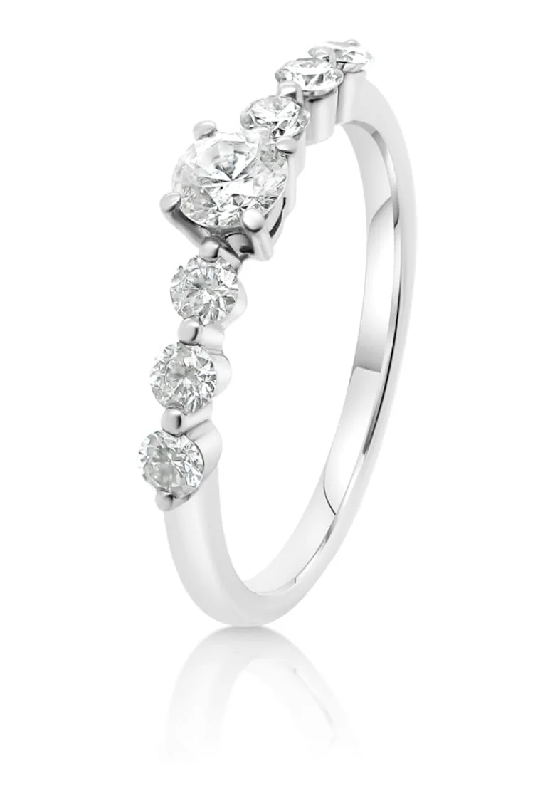 Inel din aur alb 18K cu diamante naturale, masura 51