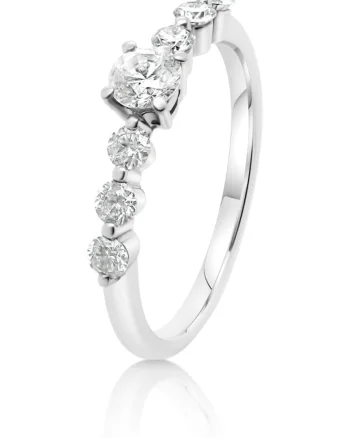 Inel din aur alb 18K cu diamante naturale, masura 51