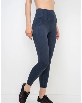 Colanti crop cu model logo, pentru fitness, Gri carbune
