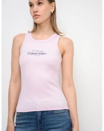 Top slim-fit cu logo, Roz pal