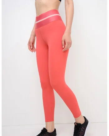 Colanti crop cu talie inalta, pentru fitness, Coral