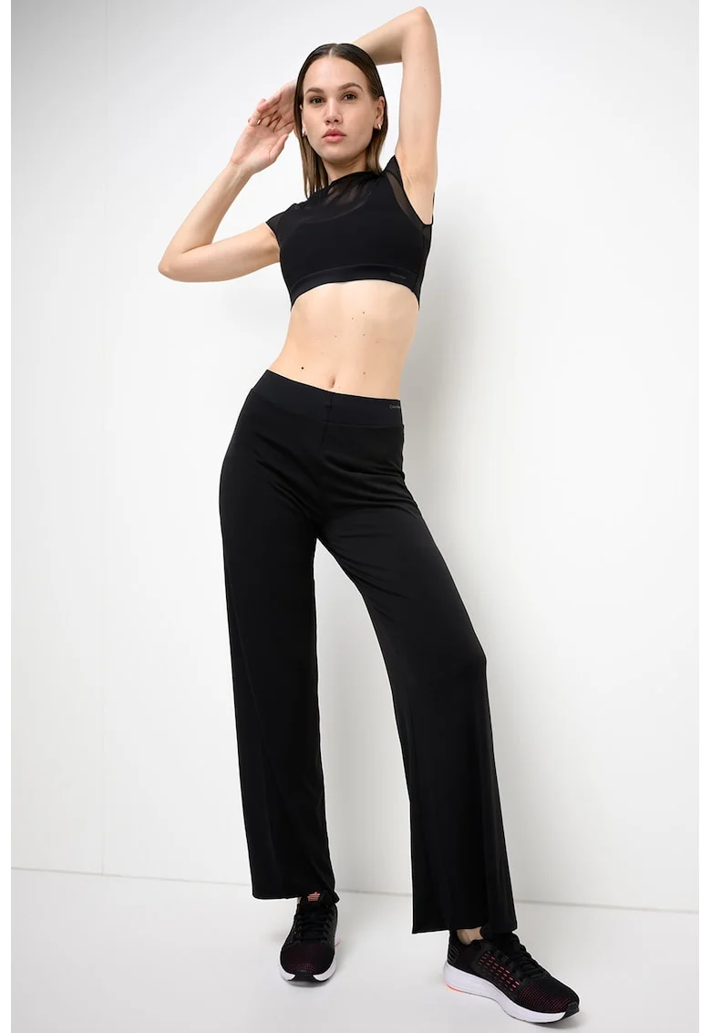 Tricou crop cu segmente semitransparente, pentru fitness, Negru