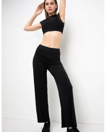 Tricou crop cu segmente semitransparente, pentru fitness, Negru