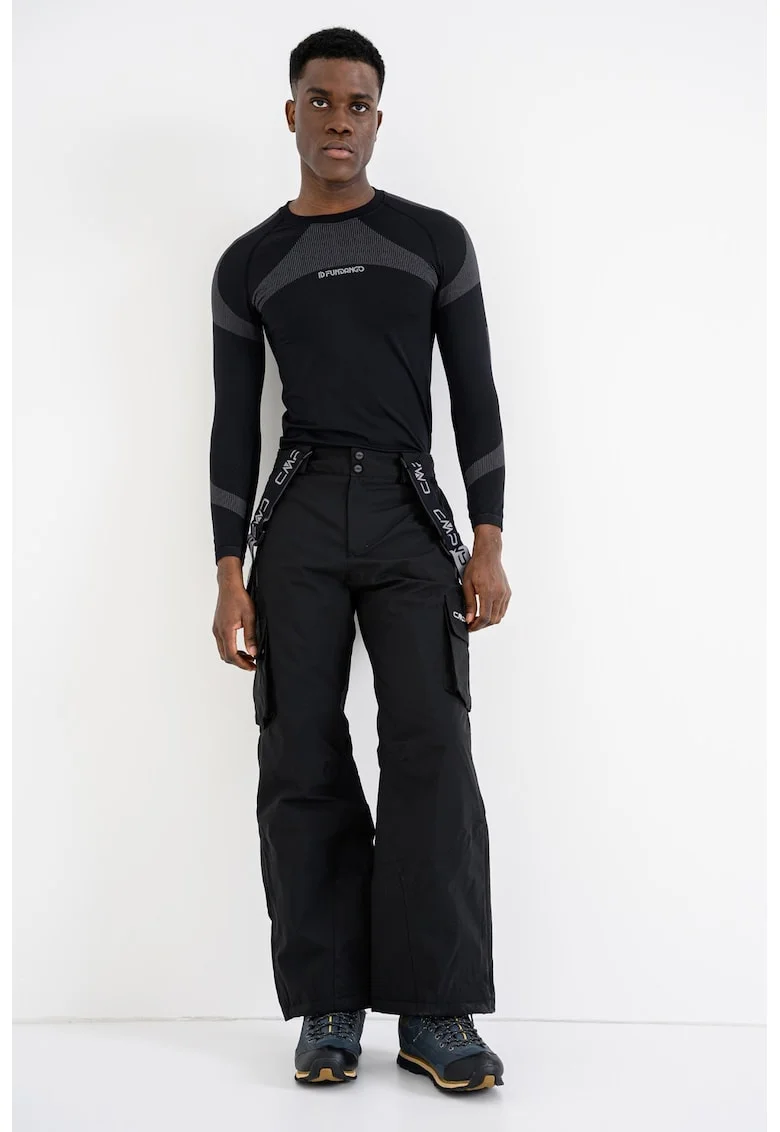 Pantaloni cu buzunare cu clapa pentru schi, Negru