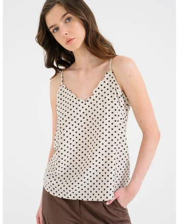 Top cu model si bretele ajustabile, Negru/Bej deschis