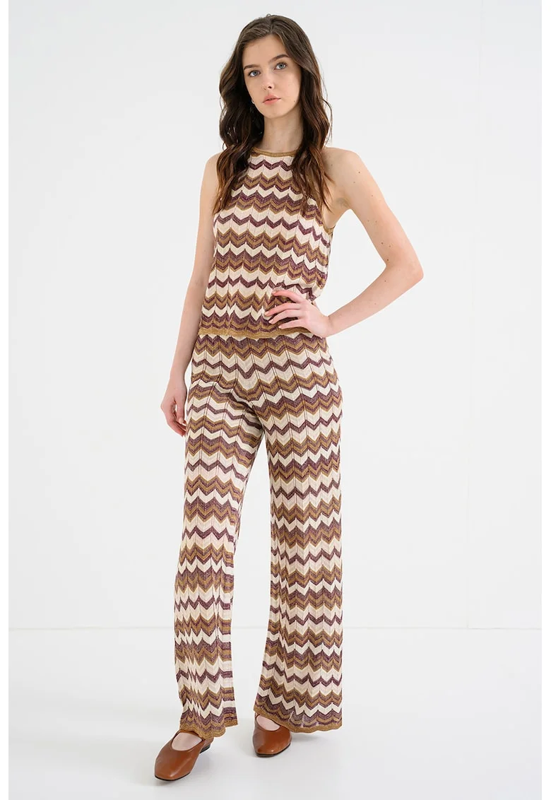 Top cu model si decolteu halter, Multicolor