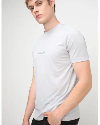 Tricou slim-fit cu decolteu la baza gatului, Gri deschis