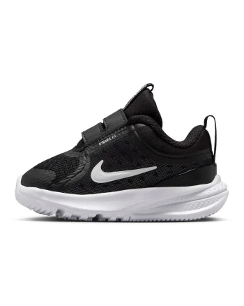 Pantofi Star Runner 5 din material textil cu velcro, pentru alergare, Alb/Negru