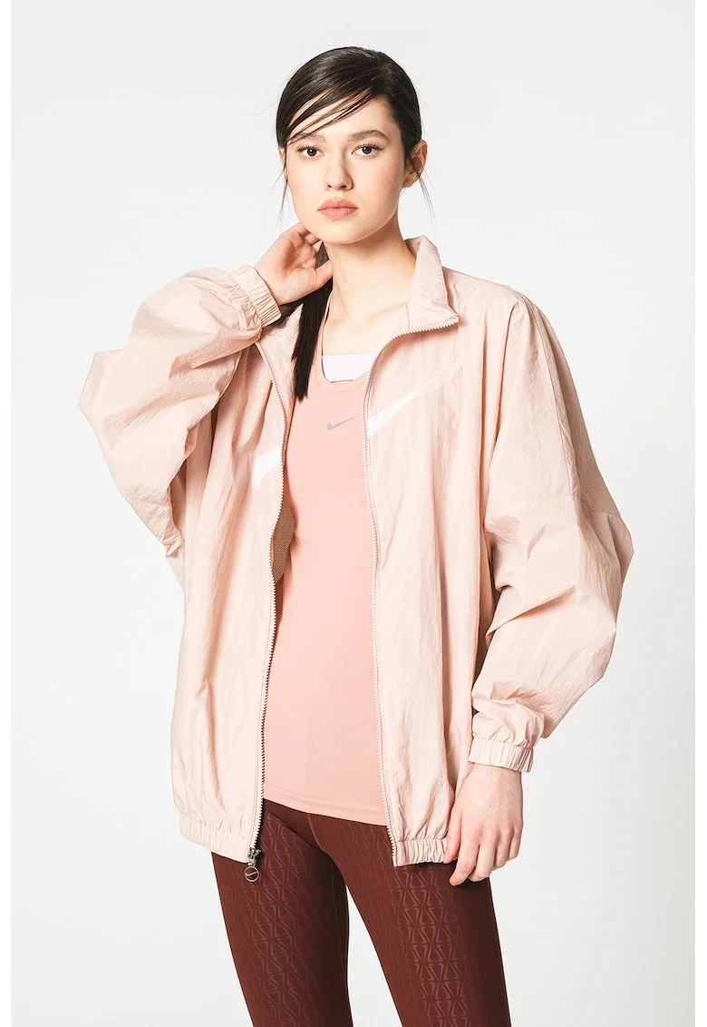 Jacheta supradimensionata usoara cu logo Sportswear Essential, Alb/Piersica