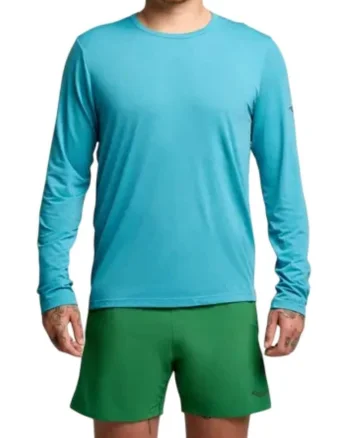 Bluza alergare barbati  Stopwatch Long, Albastru