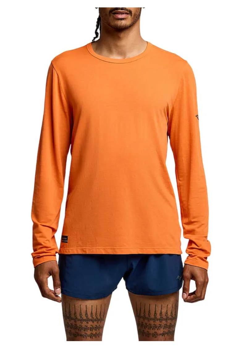 Bluza alergare barbati  Stopwatch Long, Portocaliu