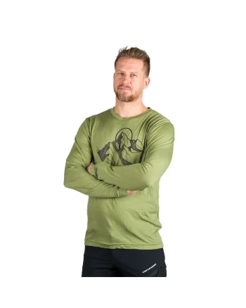 Tricou outdoor lana merino barbati Erno, Verde