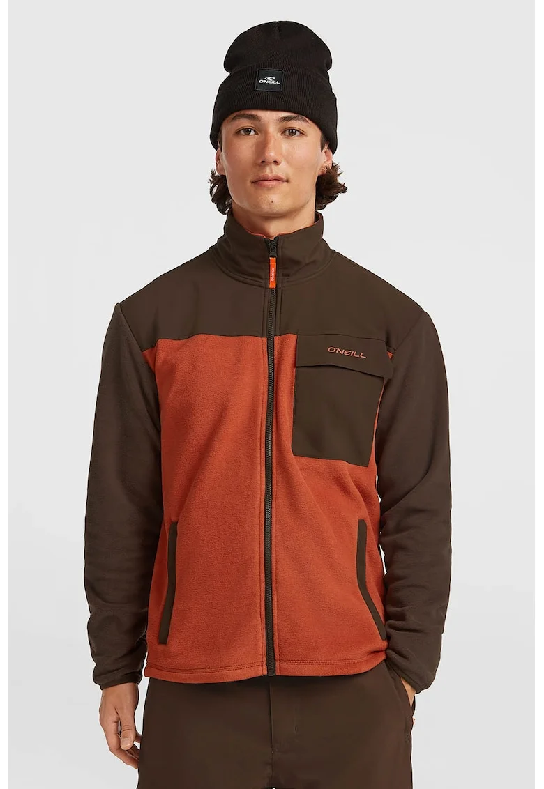 Jacheta din fleece, pentru schi Polartec Hyper, Maro/Portocaliu stins