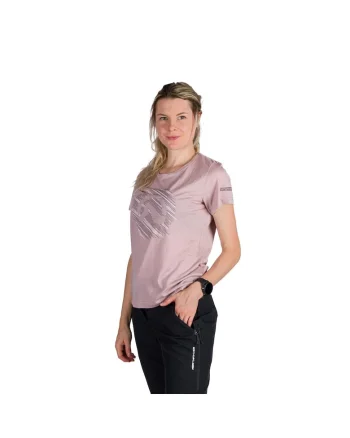 Tricou tehnic outdoor din lână merino femei Lindsey, Roz deschis