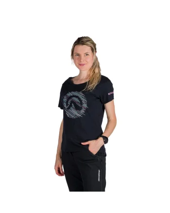 Tricou tehnic outdoor din lână merino femei Lindsey, Negru