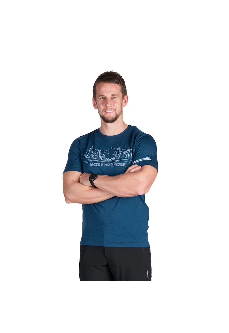 Tricou outdoor din lana pentru barbati Olek navyfewqgq, Albastru inchis