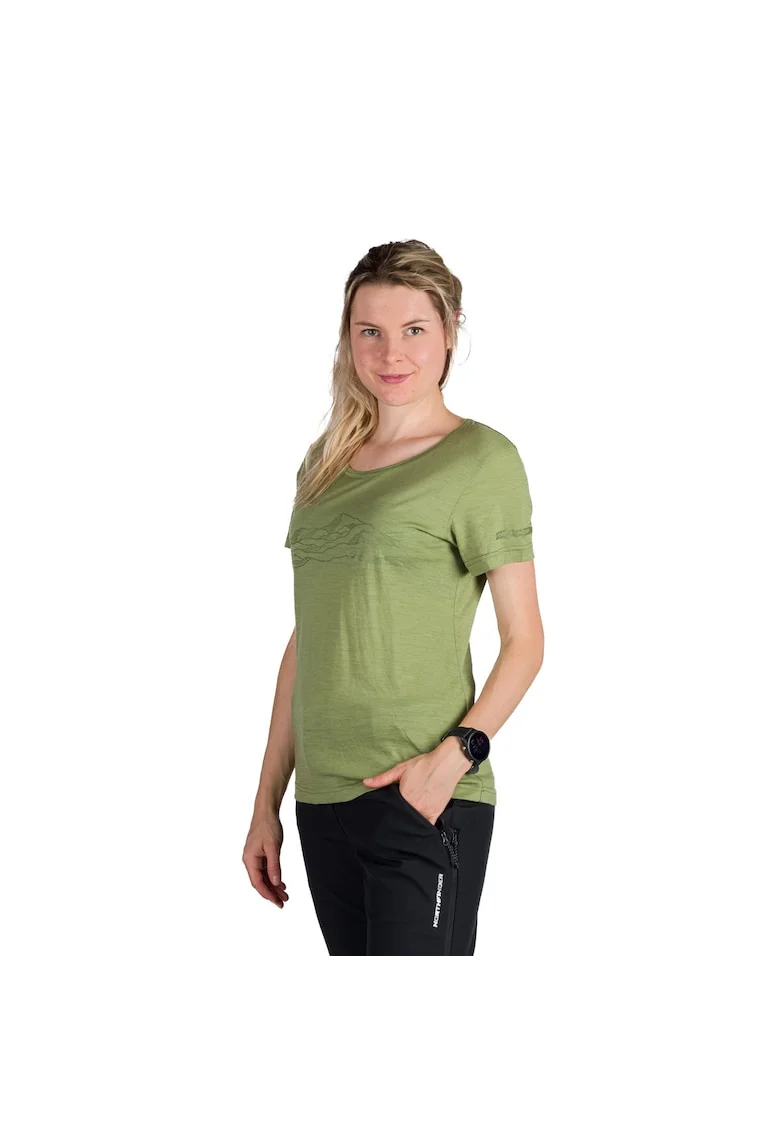 Tricou tehnic outdoor din lână merino femei Jenifer, Verde