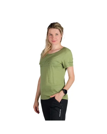Tricou tehnic outdoor din lână merino femei Jenifer, Verde