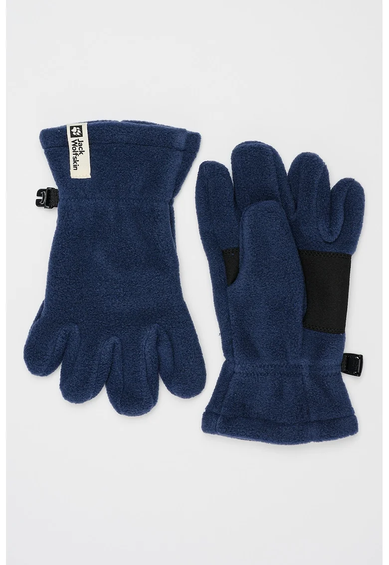 Manusi din material fleece cu model uni, Bleumarin