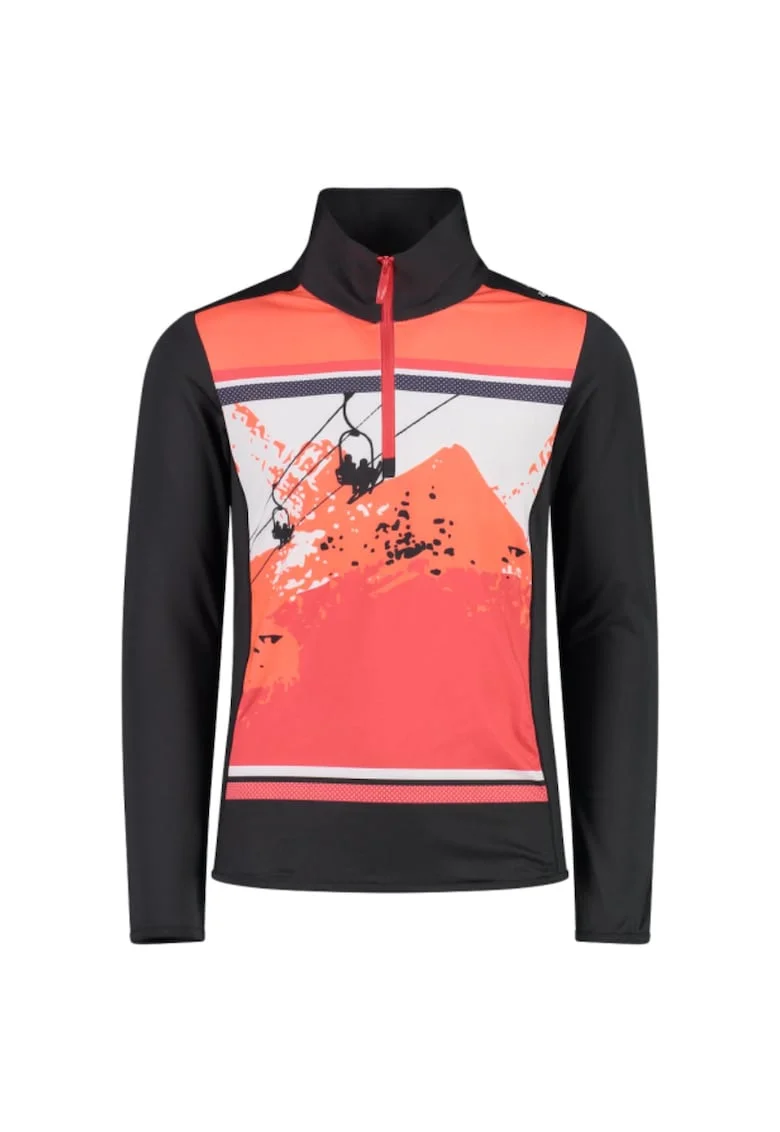 Bluza schi copii  guler inalt, negru/corai, Negru/Coral
