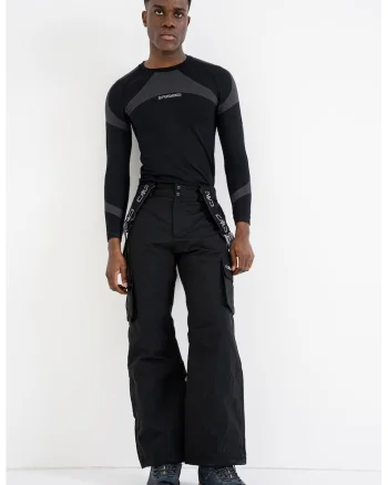 Pantaloni cu buzunare cu clapa pentru schi, Negru