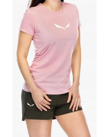 Tricou sport dama  Solid Dry S/S Tee, roz, material usor si cu uscare rapida, croiala Slim,