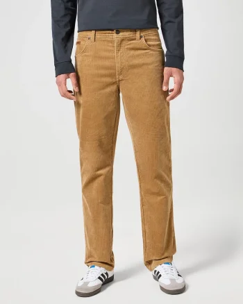 Blugi Barbati,  Texas, Straight Fit, Talie Medie, 5 Buzunare, Fermoar, Lungi, Bumbac, Maro, Maro nisip