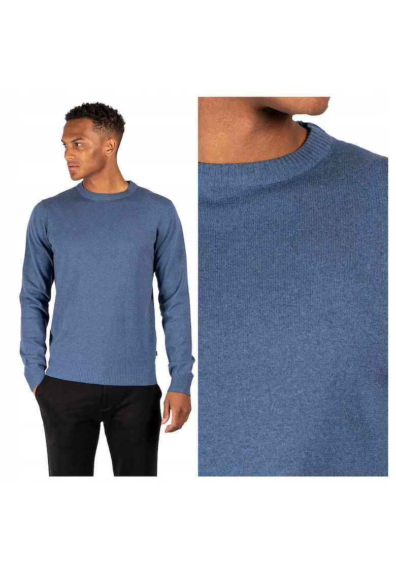 Pulover Barbati,  Dustin, Regular Fit, Fara Inchidere, Decolteu Rotund, Maneci Lungi, Fara Buzunare, Bumbac, 2XL INTL, Albastru