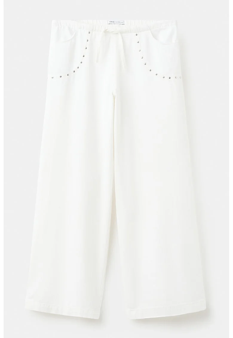 Pantaloni drepti de bumbac, Alb optic