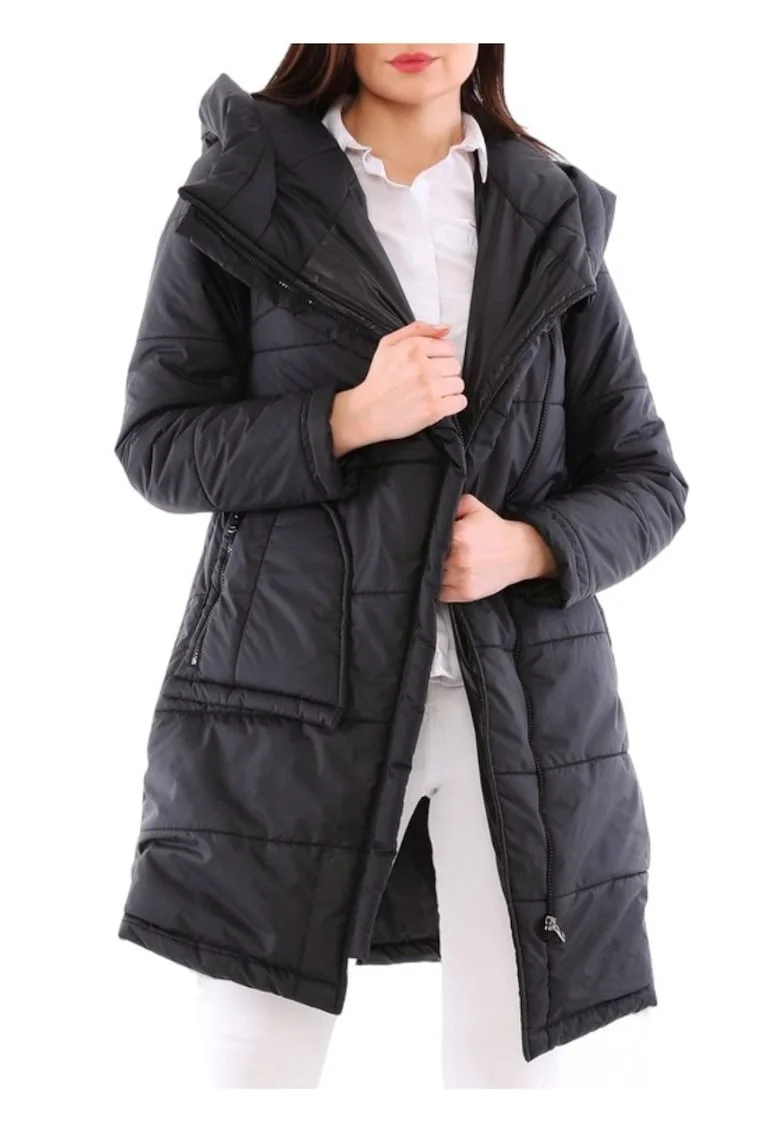 Geaca parka lunga cu gluga,