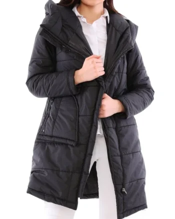 Geaca parka lunga cu gluga,