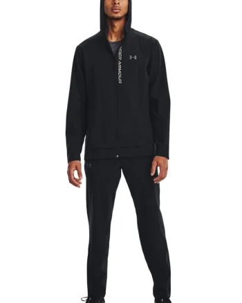 Pantaloni cu slituri cu fermoar pentru alergare Outrun The Storm, Negru