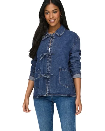 Jacheta lejera din denim cu inchidere cu snur Thille