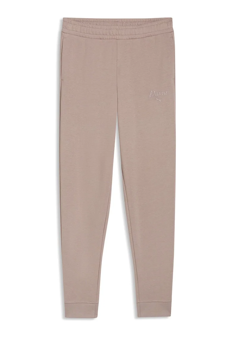 Pantaloni uni de trening din amestec de bumbac, Roz prafuit