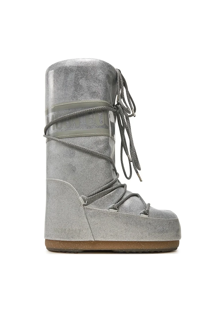 Ghete  Silver Icon Glitter, piele ecologica, argintii